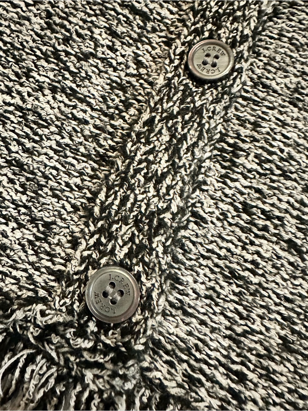J. Crew Black & White Marled Fringe-Trim Button-Front Cardigan - Picture 5 of 5